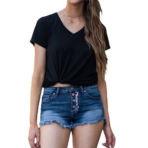 KanCan Frayed Hem Distressed Exposed Button Fly Jean Shorts Size S / 25 NEW